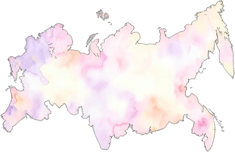 Карта России, акварель